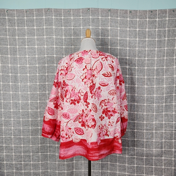 Talbots Floral Red and Pink Top - Picture 3 of 5